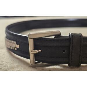 Vintage Gianni Versace Black Leather Belt Silver Chain Size 90 36 NWOT